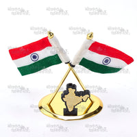 Gold Plated Indian Flag for Car Dashboard and Office Desk