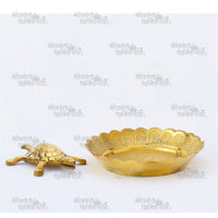 Kachaba Plate Set Pital Brass Turtle Motif Decorative Home Décor by Nilkanth Dham