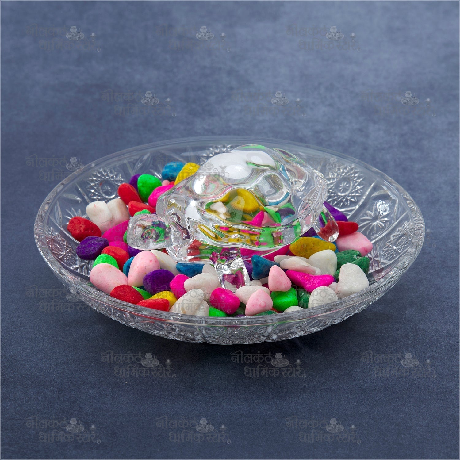 Crystal Kachaba Plate Set with Tortoise for Vastu and Feng Shui Energy Balance by Nilkanth Dham