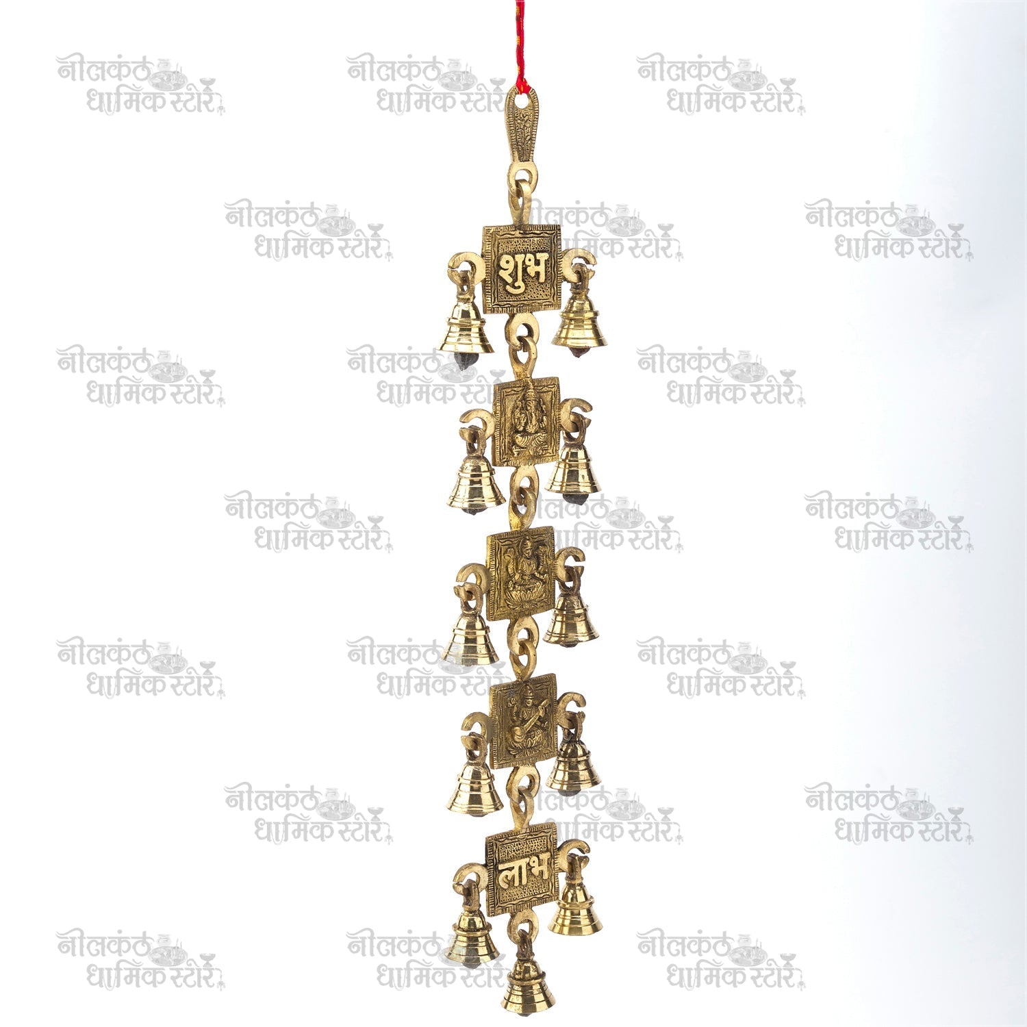 Brass Latkan Labh Shubh Ganesh Lakshmi Saraswati Door Hanging Bells