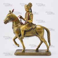 Manaki Murti – Swaminarayan Bhagwan on Rojo Ghodo Gold-Type Fiber Showpiece for Home and Temple by Nilkanthdham