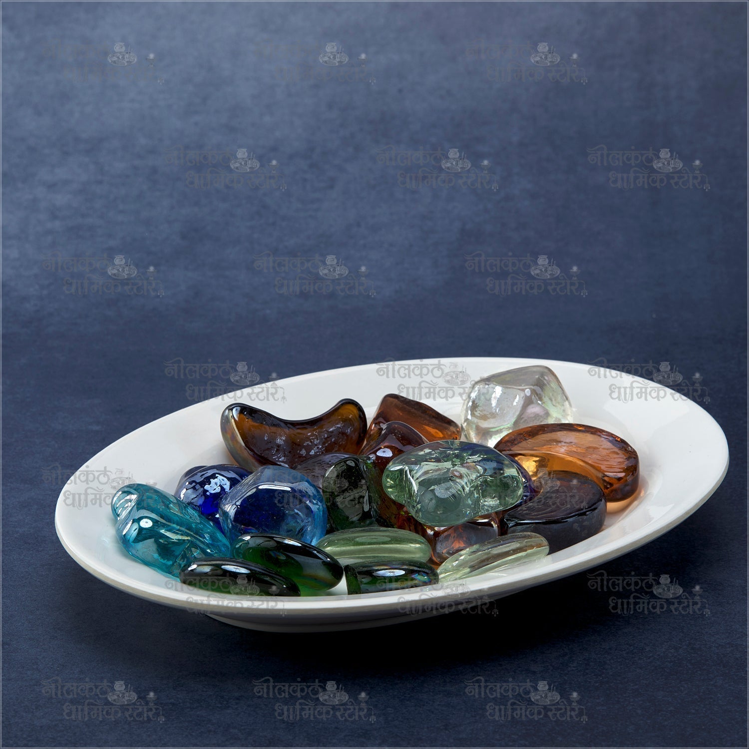 Multicolored Decorative Stones and Crystal Glass Stones for Home and Garden Décor by Nilkanth Dham
