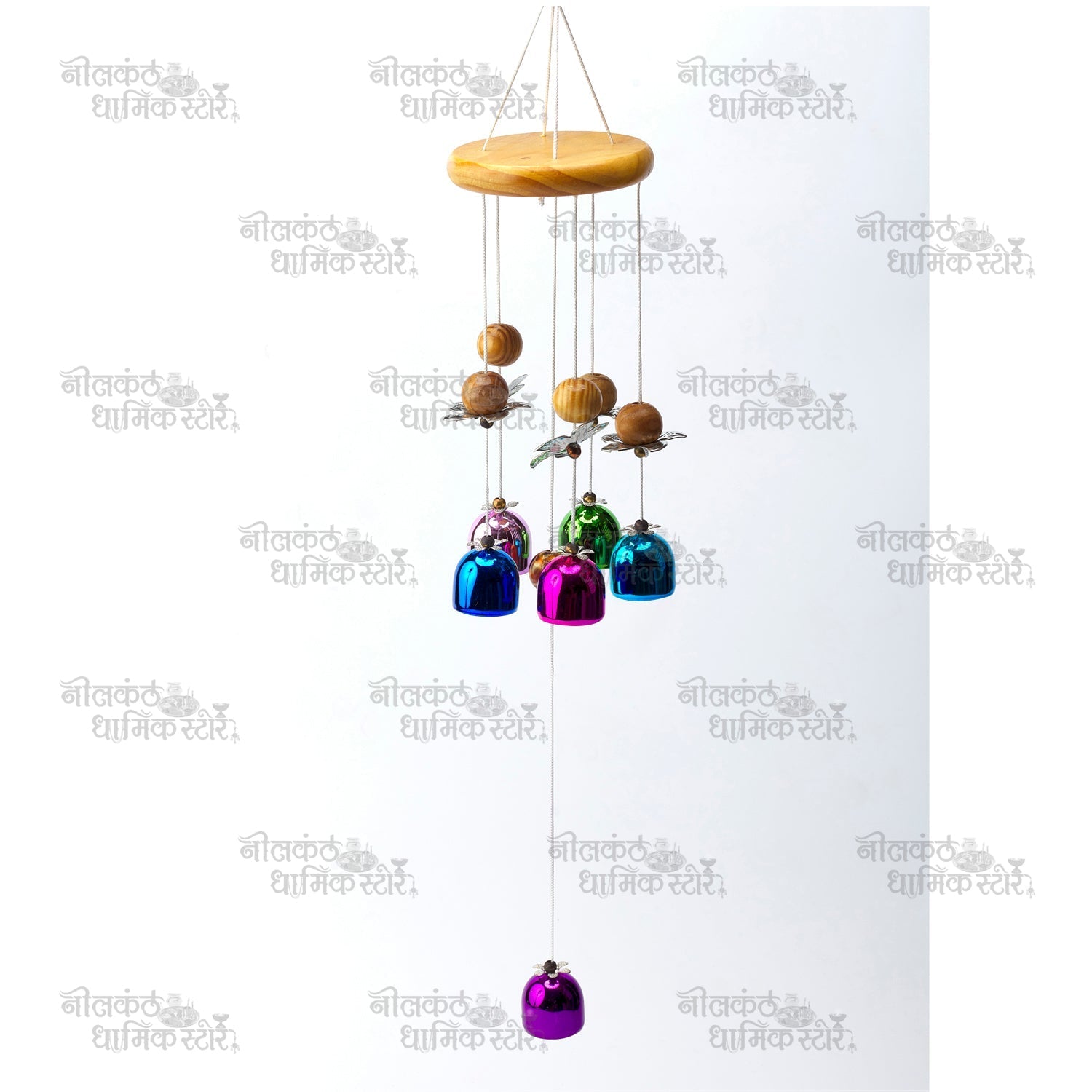Handcrafted Large Windchimes with Wooden Beads and Natural Feathers for Home Decor