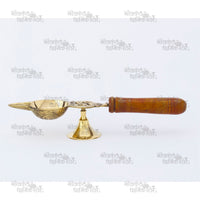 Pure Brass Diya with Wooden Handle