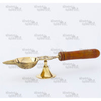Pure Brass Diya with Wooden Handle